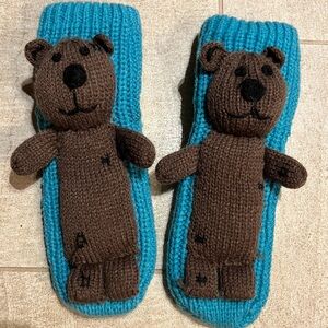 Brown Bear Knit Kids Slippers